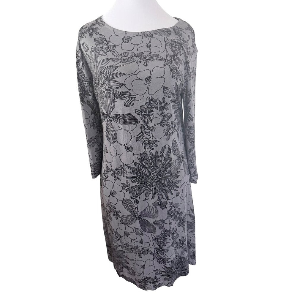 Bryn Walker Midi Dress Womens Size S Gray Floral Casual Fall